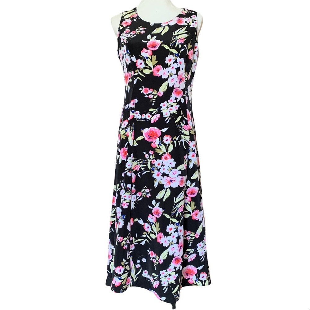 Black & Floral Sleeveless Dress